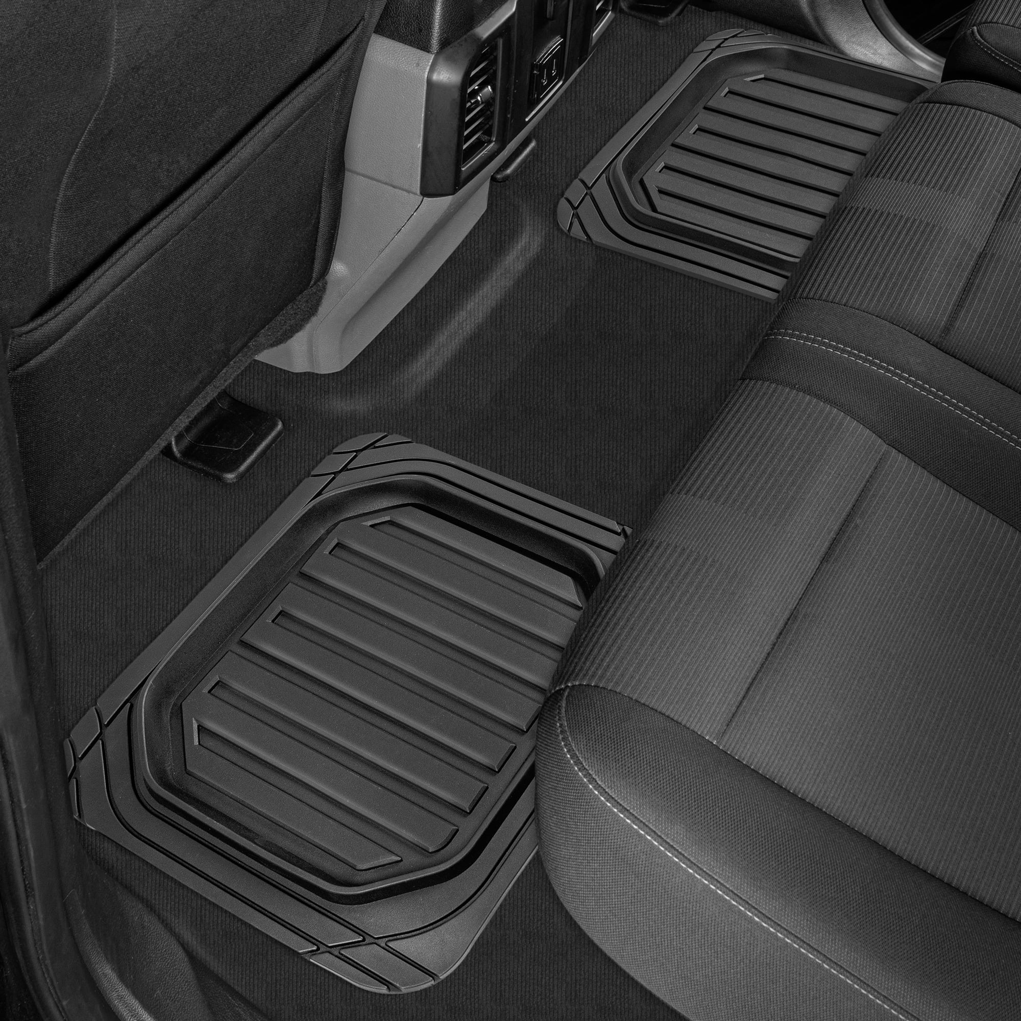 Caterpillar CAMT-9014 (4-Piece) Deep Dish Rubber Truck Floor Mats, Trim To Fit for Car Truck SUV