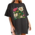 thumbnail image 4 of Njoeus Tops for Women Trendy White Tops for Women Womens Casual Oversized T-Shirt Trendy Cute Floral Tops Summer Workout Shirts Loose Funny Flowers Graphic Tees for Women Teen Girls T-Shirts & Graphic, 4 of 5