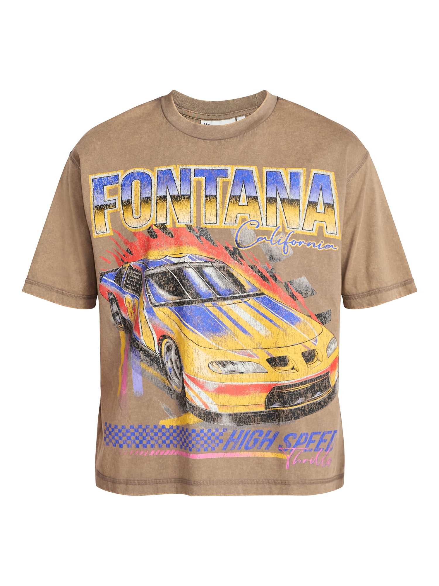 No Boundaries Oversized Cropped Graphic Tee with Short Sleeves, Men's XS-4XLT