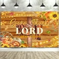thumbnail image 2 of 7x5ft Thanksgiving Christian Backdrop Banner Decorations, Give Thanks to The Lord Religious Background, Autumn Maple Leaves Pumpkins Turkey Bible Cross Backdrop for Thanksgiving Harvest Party Decors, 2 of 3