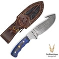 thumbnail image 2 of FRD: Compact Damascus Guthook Hunting Knife - Blue Grip, 2 of 5