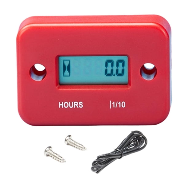 Contador de horas inductivo, impermeable, portátil, multifunción, para tractor, gasolina Rojo