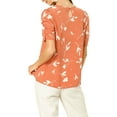 thumbnail image 4 of NOMADIC NOOK Women's 2 Packs Elegant Crew Neck Shirred Sleeve Keyhole Back Floral Blouse, 4 of 6