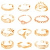 KABOER 12Pcs Open Toe Rings for Women, Retro Wave Flower Celtic Knot Fish Tail Toe Ring Adjustable Opening Jewelry Set(Rose Gold)