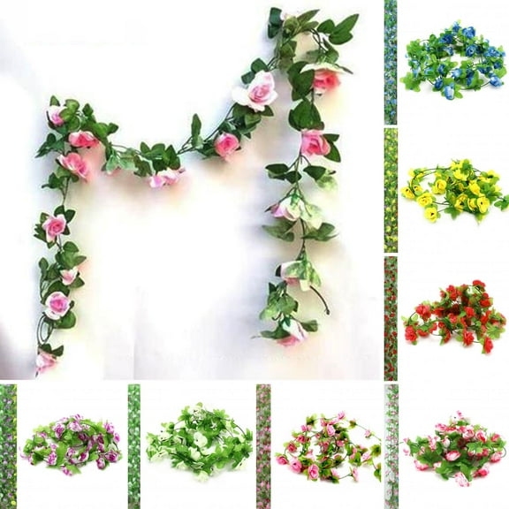 Limei 1PCS Fake Rose Vine 7.2FT Garland Artificial Flowers Plants for Hotel Wedding Home Party Garden Craft Art Decor (Bubble Pink)
