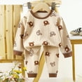 thumbnail image 2 of HCNTES Kids Toddler Boy Long Sleeve Shirt & Straight Leg Pants Set Spring Fall Winter Warm Loungewear Outfits Set Pajamas Sleepwear Pjs for Baby(A01-Khaki,5-6 Years), 2 of 3