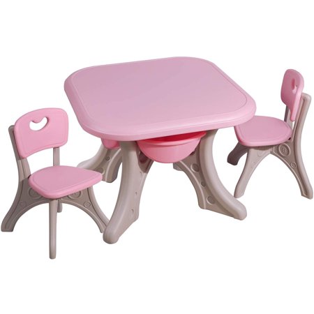 RedSwing Kids Table and Chairs Set with Center Storage Box, Table and Chairs for Toddlers (2 Chairs Included), Ideal for Arts, Crafts, Snack Time, Homework, Pink