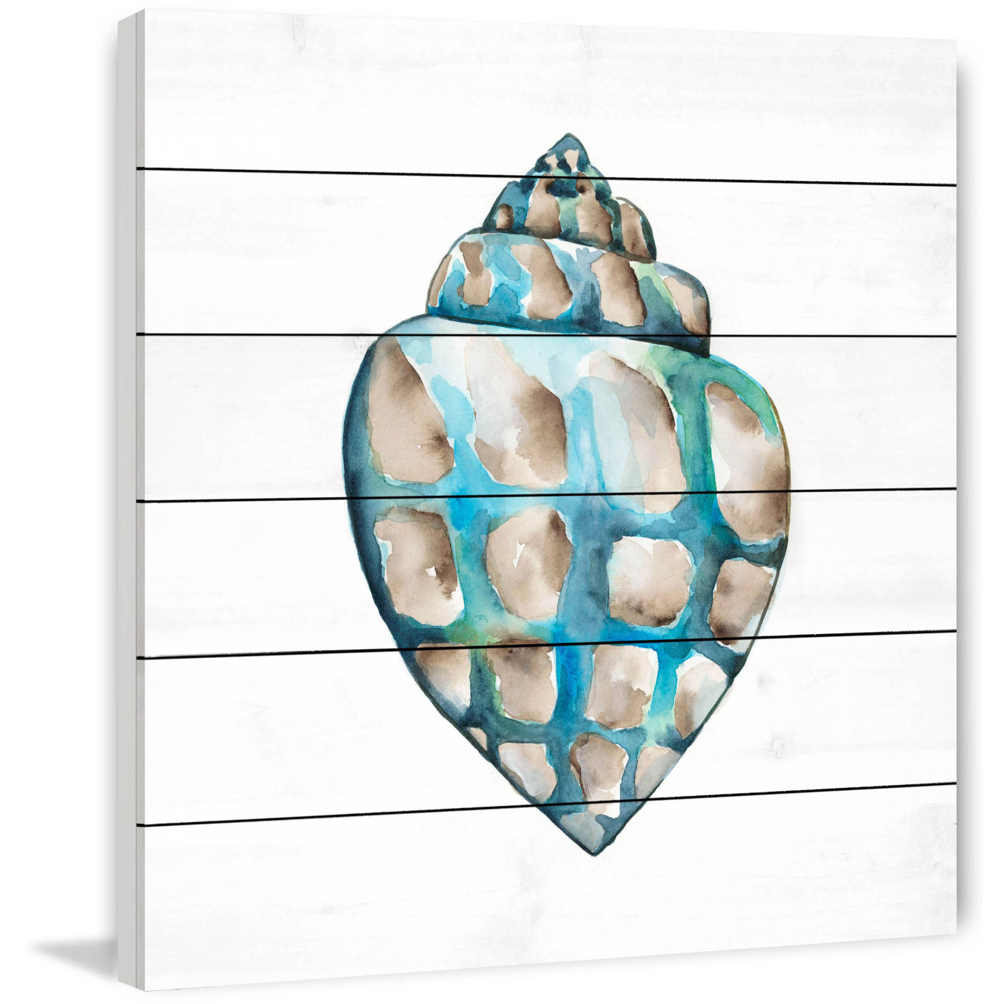 Marmont Hill "Aquarelle Shells V" Painting Print on White Wood