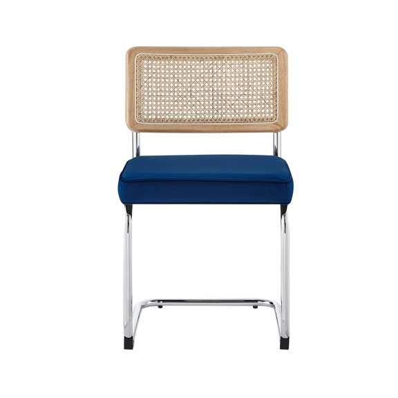 Loft Lyfe Rivky Velvet Armless Dining Chair(Set of 2), Navy