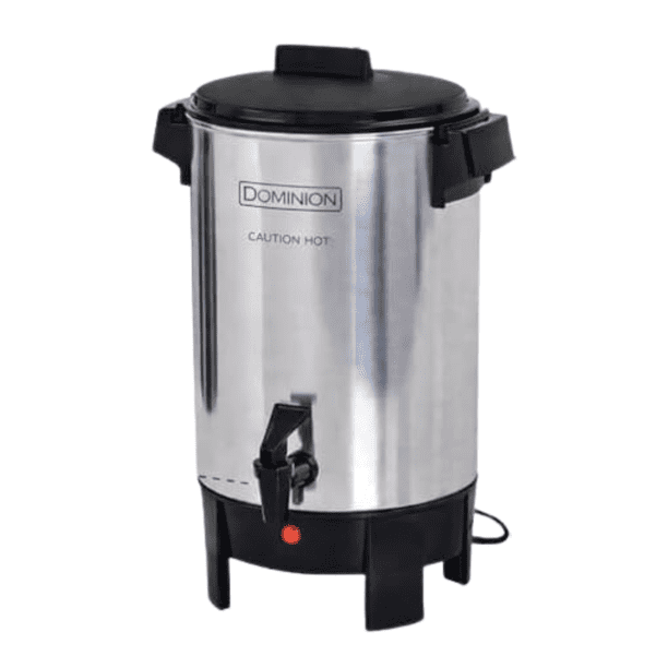 Percoladora de Café Dominion de 30 Tazas de Aluminio, Cafetera Industrial para Eventos con Grifo Antigoteo y Calentamiento Rápido