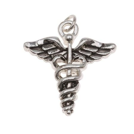 - Silver Plated 2D Caduceus Medical Symbol Charm 19mm (1)