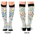 thumbnail image 4 of FORMRS Womens Knee High Socks Casual Long Thick Travel Daily Wear, 2 Pairs, Blue Wildflower Pattern, 4 of 6