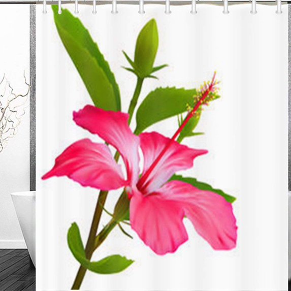 ARTJIA Hibiscus Tropical Flower Plant Blossom Nature Parks Outdoor Aloha Hawaiian Shower Curtain 60x72 Inches