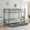 thumbnail image 2 of Ktaxon Metal Twin over Twin Bunk Bed with 2 Drawer & 2 Ladders for Bedroom, Gray, 2 of 7