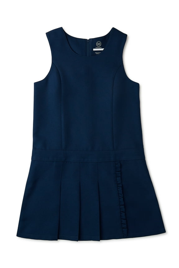 Girls School Uniform Pleated Ruffle Jumper Dress, Sizes 4-16 & 8-20 Plus