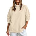 thumbnail image 3 of GZWYHT Mock Neck Sweatshirt Women Oversized Mock Neck Sweatshirt Cowl Neck Tops Fall Clothes Funnel Neck Sweatshirt High Neck Sweatshirt Hiking Clothes for Women Fashion Clothing Beige L, 3 of 9