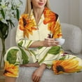thumbnail image 6 of Honeii Sunflowers And Butterflies print Women's Pajama Sets Long Sleeve Button Down Sleepwear Nightwear Soft Pjs Lounge Sets-Large, 6 of 7