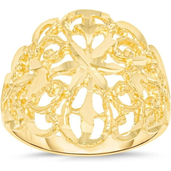 Floreo 10k Yellow Gold 17.3mm Intricate Floral Filigree Ring
