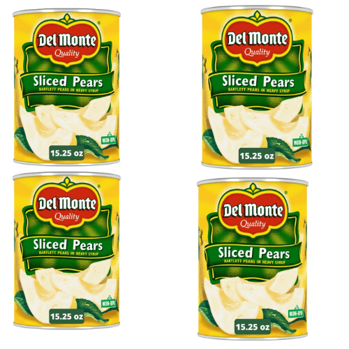 Sliced Bartlett Pears in Heavy Syrup, Canned Fruit, 15.25 oz Can (4 Pack)