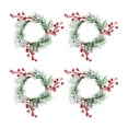 thumbnail image 3 of 4Pcs Pillar Candle Wreath Greenery Wreath for Home Living Room Tabletop Red Berries, 3 of 8