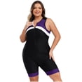 thumbnail image 2 of Doomiva Women Plus Size Athletic One Piece Swimsuit Sleeveless Color Block Swimwear Bathing Suits Purple XXL, 2 of 6