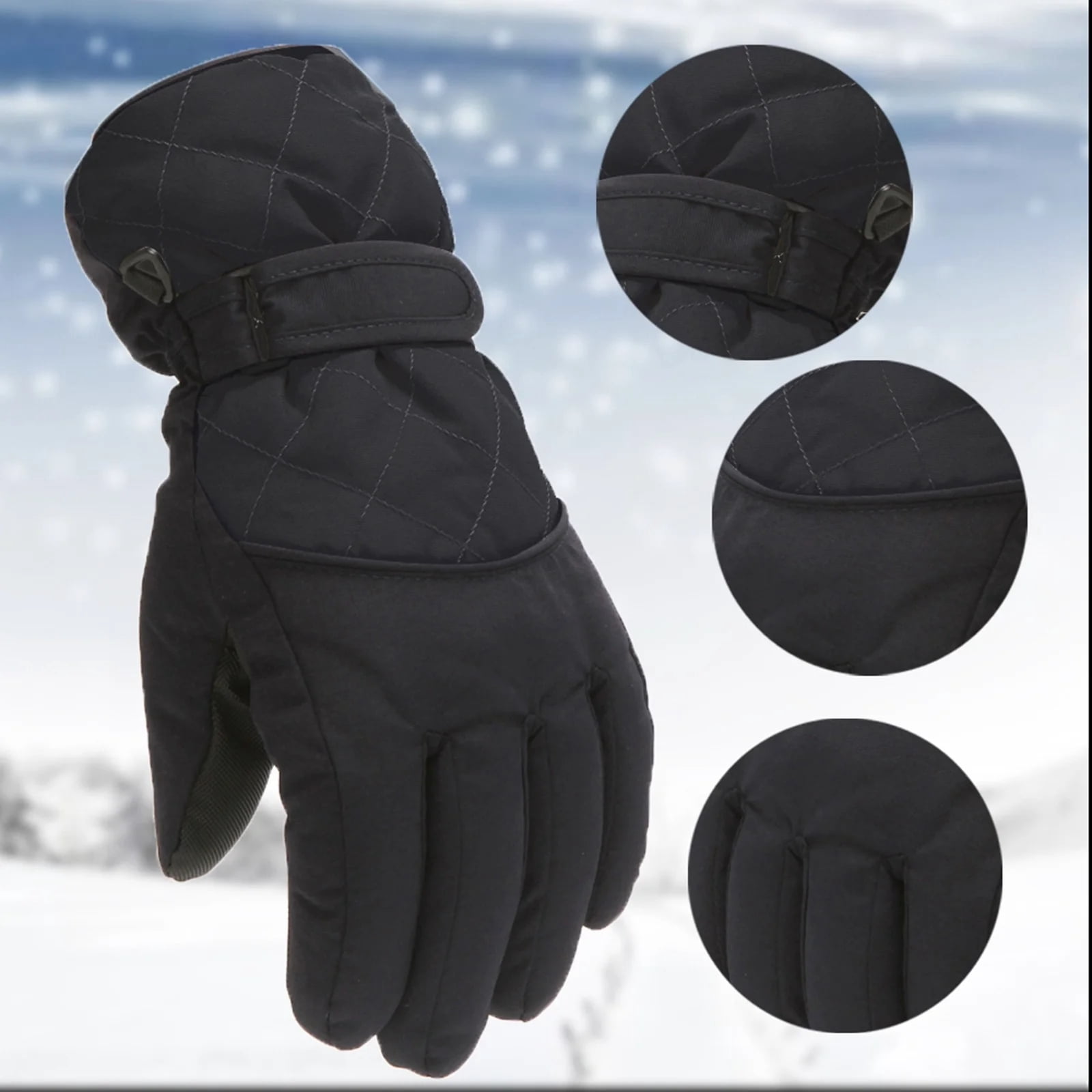 Staki Kids Children Ski Gloves Winter Snow Gloves Waterproof Winter Warm Glove for Snowboarding Sledding(Black,11-16 Years)