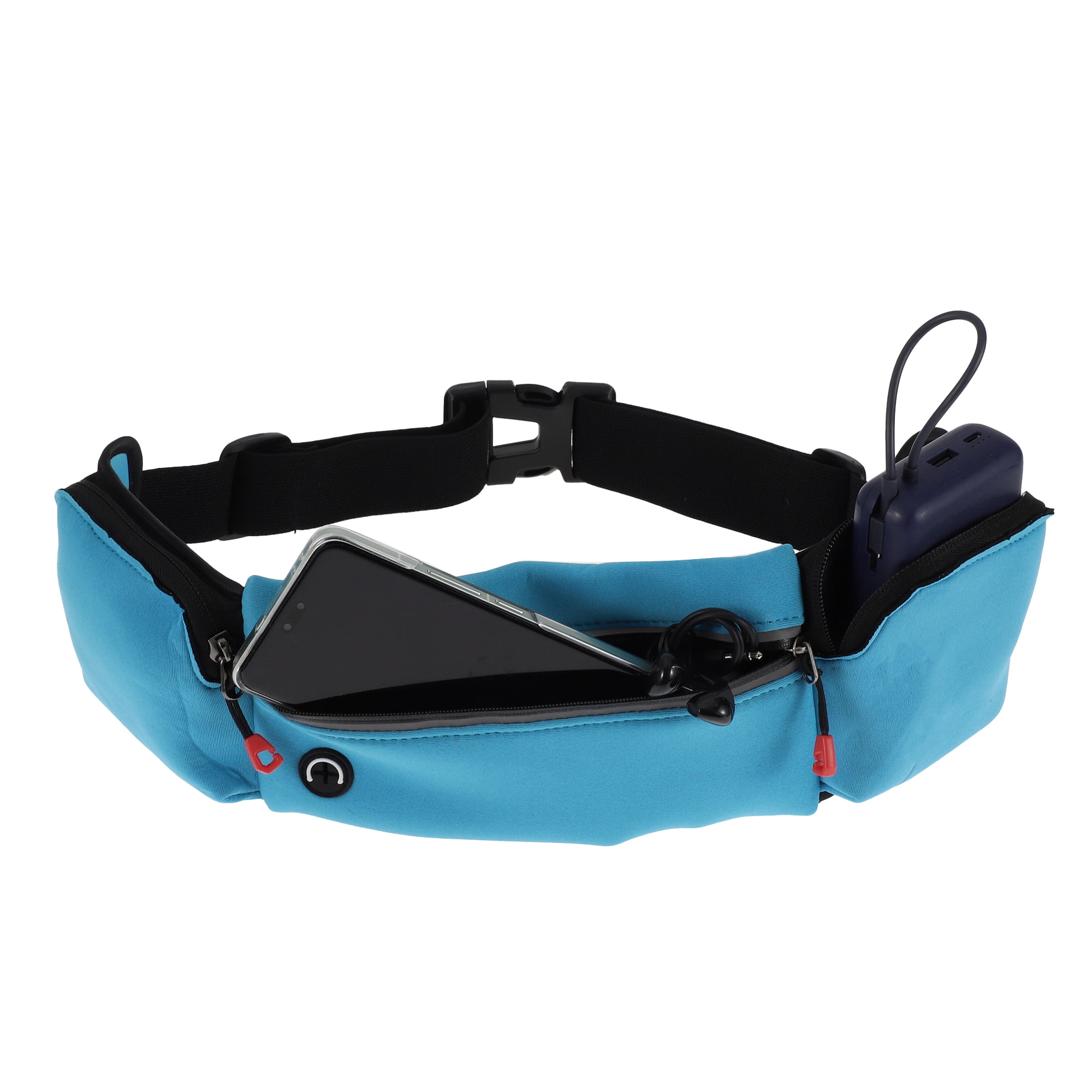 Unique Bargains Multifunctional Zipper Running Belt 1 Pc Light Blue