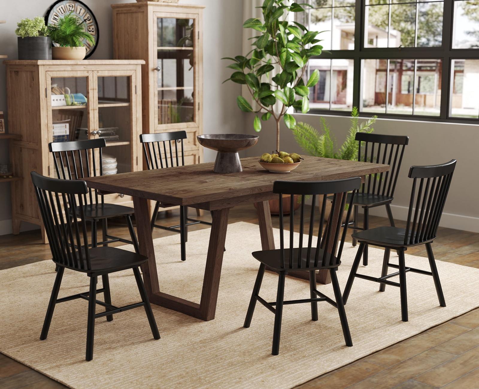 Guyou 55"-71" Extendable Dining Table, Farmhouse Rectangular Kitchen Table for 6-8 People, Solid Wood Rustic Dinner Table for Kitchen Dining Room, Natural