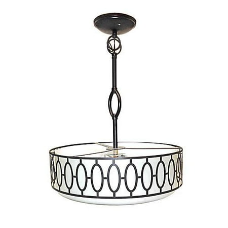 - Design House 605931 Tristan 3 Light Frosted Glass Drum Pendant Aged Bronze