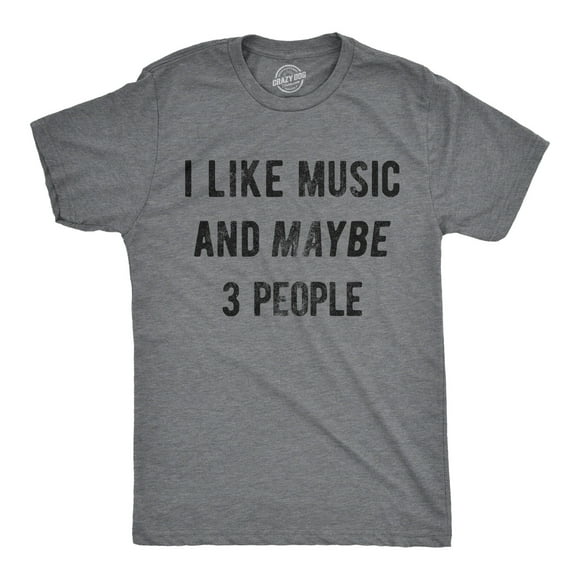 Mens I Like Music and Maybe 3 People T shirt Funny Vintage Graphic Tee Saying (Dark Heather Grey) - 3XL