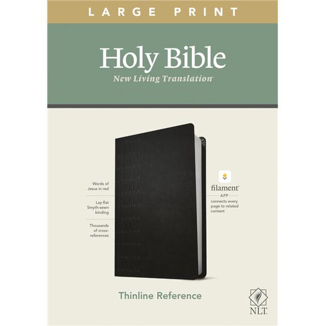 NLT Large Print Thinline Reference Bible, Black LeatherLike