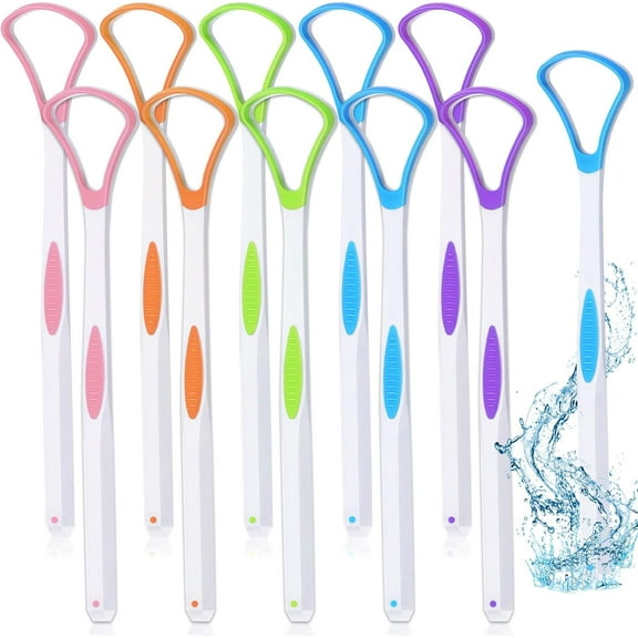 10 Pieces Tongue Scraper Tongue Cleaner Plastic Tongue Brush for Adults Kids Healthy Oral Care