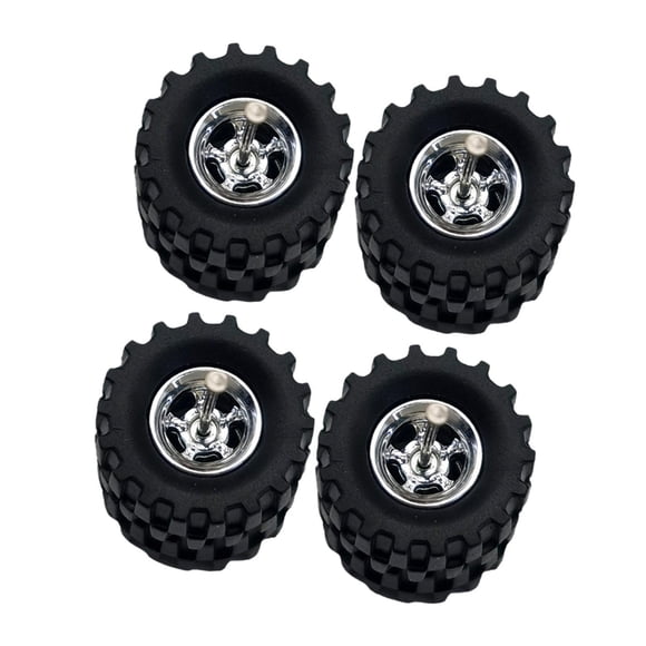 4 piezas 1/64 Modelo de ruedas de automóviles de automóvil para 1:64 Vehículos fundidos de la idea de regalo Simulación en miniatura para niños adultos modificado plata