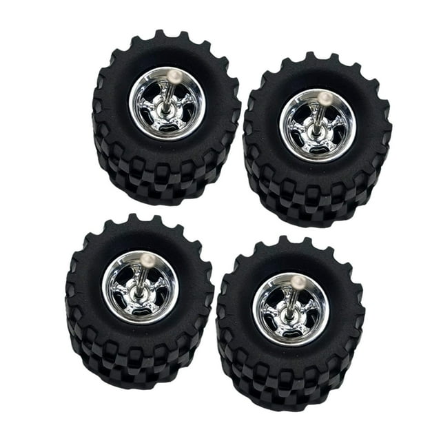 4 piezas 1/64 Modelo de ruedas de automóviles de automóvil para 1:64 Vehículos fundidos de la idea de regalo Simulación en miniatura para niños adultos modificado plata