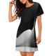 thumbnail image 2 of Fotbe Black White Fluid Sculpture Bata de Dormir para Mujer con Estampado, Camisón de Algodón de Manga Corta, Ropa de Dormir Casual, 2 of 6