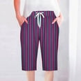 thumbnail image 2 of KIJBLAE Women's Summer Sleepwear Pajama Shorts Soft Comfy Lounge Capri Trunks Knee Length Lounge Shorts Striped Drawstring Bermuda Shorts Purple S, 2 of 5