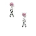 thumbnail image 2 of Delight Jewelry Silvertone Small Antiqued Ribbon with Paws Pink Crystal Clip on Earrings, 2 of 5