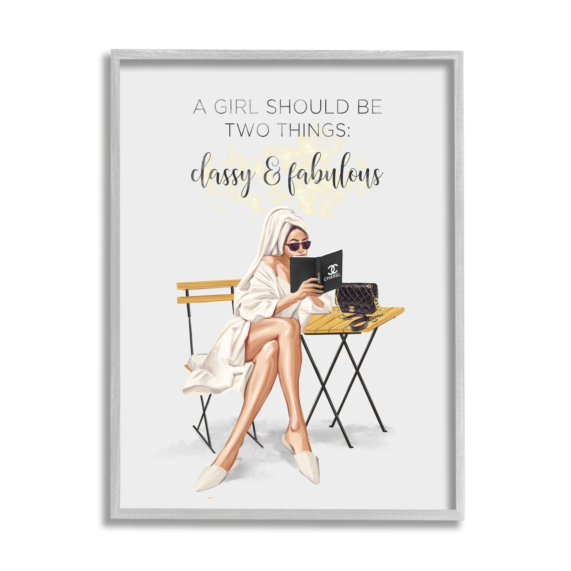 Stupell Industries Classy Fabulous Saying Designer Robe Purse Fashion Framed Wall Art, 24 x 30, Design by Ziwei Li