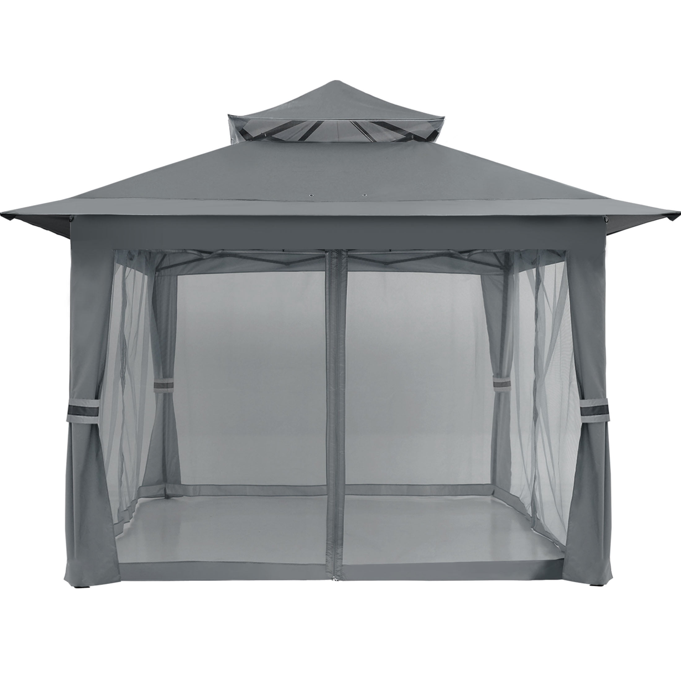 MASTERCANOPY 13 x 13ft Pop-up Gazebo Outdoor Canopy Tent with Mesh Walls, Dark Gray