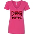 thumbnail image 3 of Inktastic Dog Mom with Paw Print in Plaid Women's V-Neck T-Shirt, 3 of 5