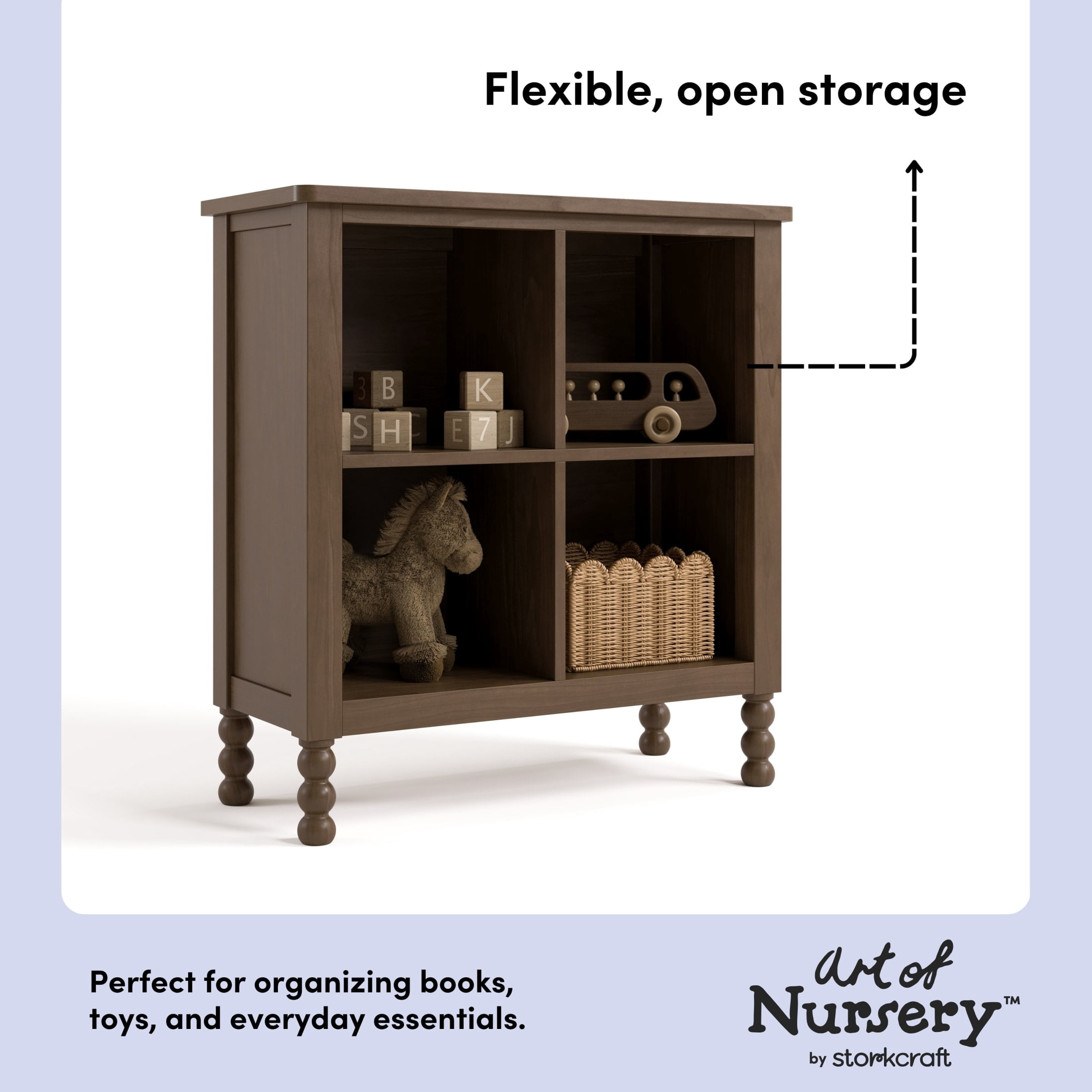 Art of Nursery by Storkcraft Rio 4 Cube Storage Organizer Kids Bookcase - Hazelnut