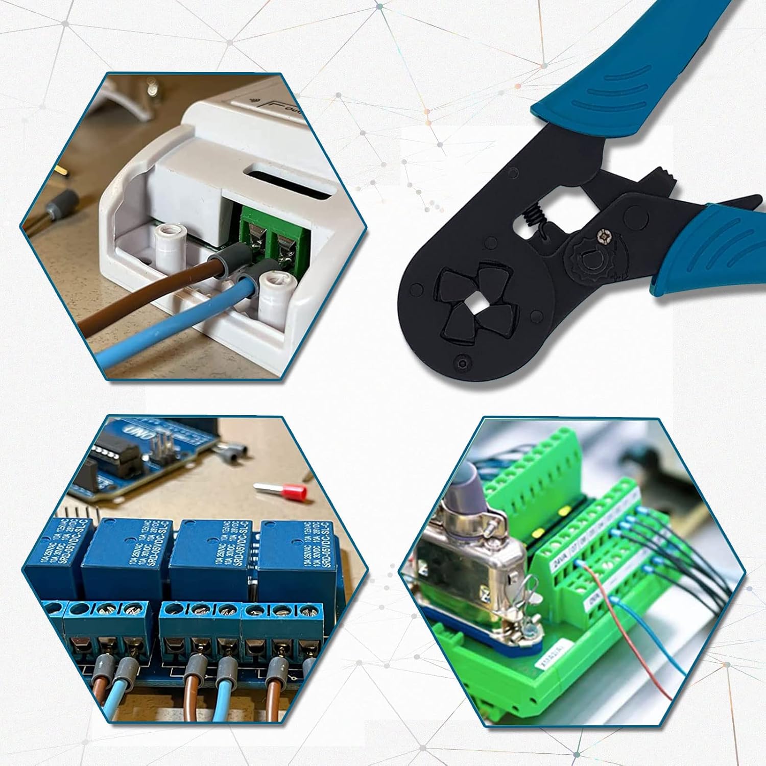 ABCISI Crimper Plier HSC8 16-4 Self-adjustable Crimping Tools, Used for 6.0-16.0mm2 (AWG10-5) Cable End-sleeves, Applicable for Tubular Bare Terminal and Pre-insulated Terminal
