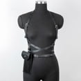 thumbnail image 4 of LUOGENLI Gothic Chest Harness Strap With Detachable Waist Bag, Adjustable Leather Suspender Belt for Party Black One Size, 4 of 5