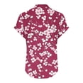 thumbnail image 4 of Mujeres Camisas de Verano Mujeres Casual Impreso Manga Corta Botón Inicio V-Cuello Camiseta Blusas Trendy Floral Suave Algodón Lino Tops, 4 of 5