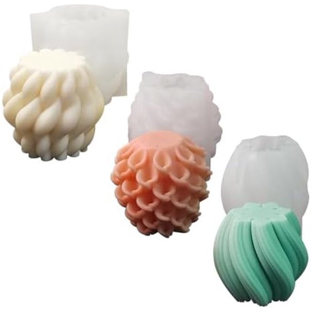 3Pcs Candle Molds Silicone Pillar, Candle Pillar Molds for Candle Making, 3D Silicone Candle Molds for Crafts Aromatherapy Candle Handmade, Soap Making, Candles Home Decoration, White White White