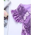 thumbnail image 5 of Manyakai Kids Girls Allover Sequins Peplum Shirt Short Sleeve Ruffle T-Shirt Modern Dance Crop Top Lavender 12, 5 of 6