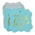 thumbnail image 3 of Inkdotpot Pack Of 50 Real Gold Foil Bracket Shape Paper Tags Made With Love Wedding Favor Hang Tags, 3 of 7
