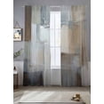 thumbnail image 2 of Blue Grey Art Sheer Curtains 96 Inch Length 2 Panels Set, Vintage Painting Abstract Retro Art Voile Window Treatment Semi Sheer Long Curtains Drapes for Bedroom/Living Room/Kitchen 52"x96"x2, 2 of 7