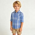 thumbnail image 4 of JUMEYU Flannel Shirt Boys Little Boy Plaid Shirt Jacket Long Sleeve Single-Breasted Shacket Coat with Pockets Kids Fall Casual Outwear 6T 7T (Blue,6-7 Years), 4 of 9