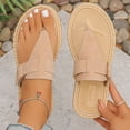 thumbnail image 3 of Rokment Women's Flat Flip Flops Sandals Beach Casual Suede Buckles Waterproof Soles Platform Gladiator Thongs Dress Slip on Slides Summer Vacation Beige Size 5.5, 3 of 7